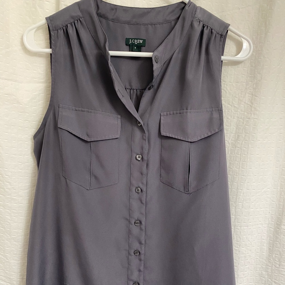 J.Crew-Dark Gray, Button-up, Tank Top Blouse